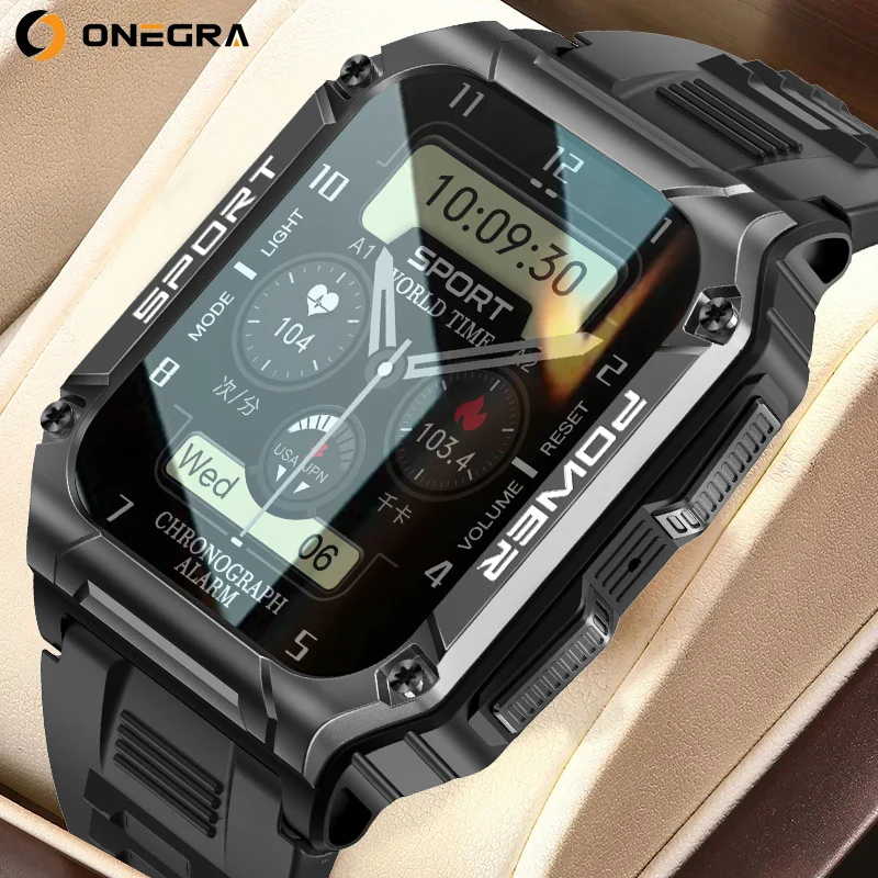 

New AMOLED Military Smart Watch Supports Bluetooth Call Compass IP68 Blood Pressure Blood Oxygen Waterproof Men Sport SmartWatch