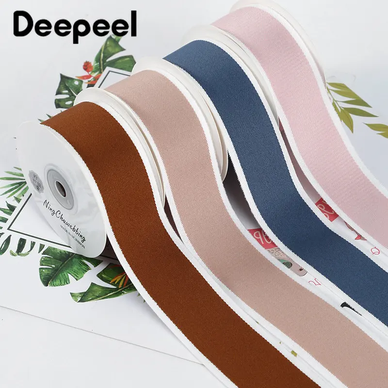 

10Yards 4cm Polyester Cotton Satin Ribbon Solid Color Decor Ribbons for Crafts Bouquet Bows Gift Packing Band DIY Sewing Supply