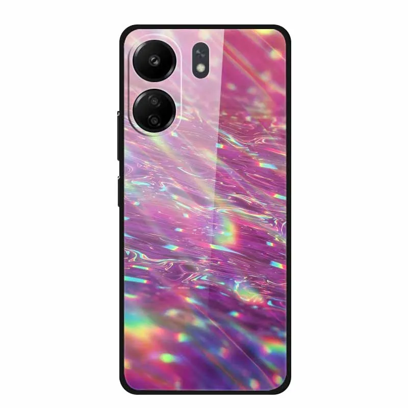 Жесткий чехол из закаленного стекла для Redmi 13C 4g Global Cartoon Phone Cover Xiaomi 13 C Shell Sea Patterns Back
