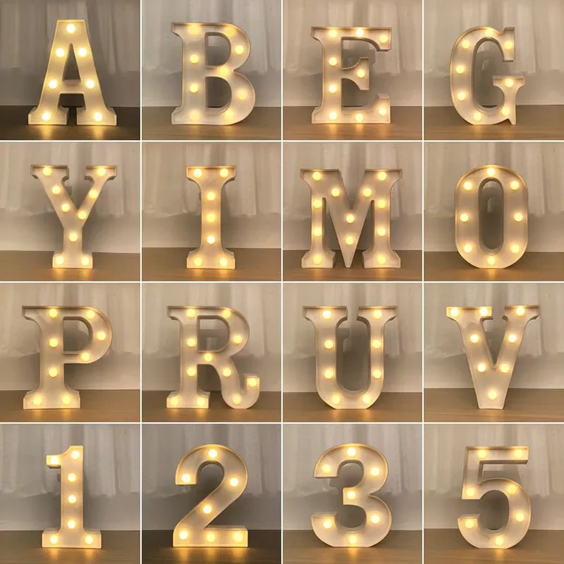 

DIY Luminous Lights LED Letter Night Light Creative Letters Alphabet Number Battery Lamp Romantic Party Decoration