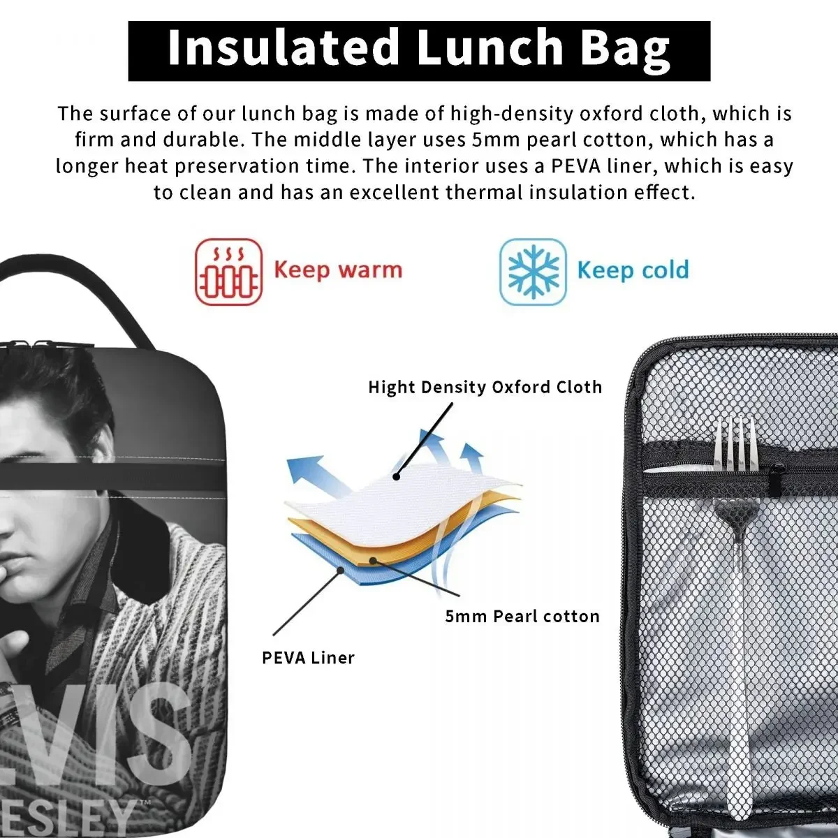 E-Elvis Presley Merch изолированная сумка-тоут для ланча школы офиса коробки хранения