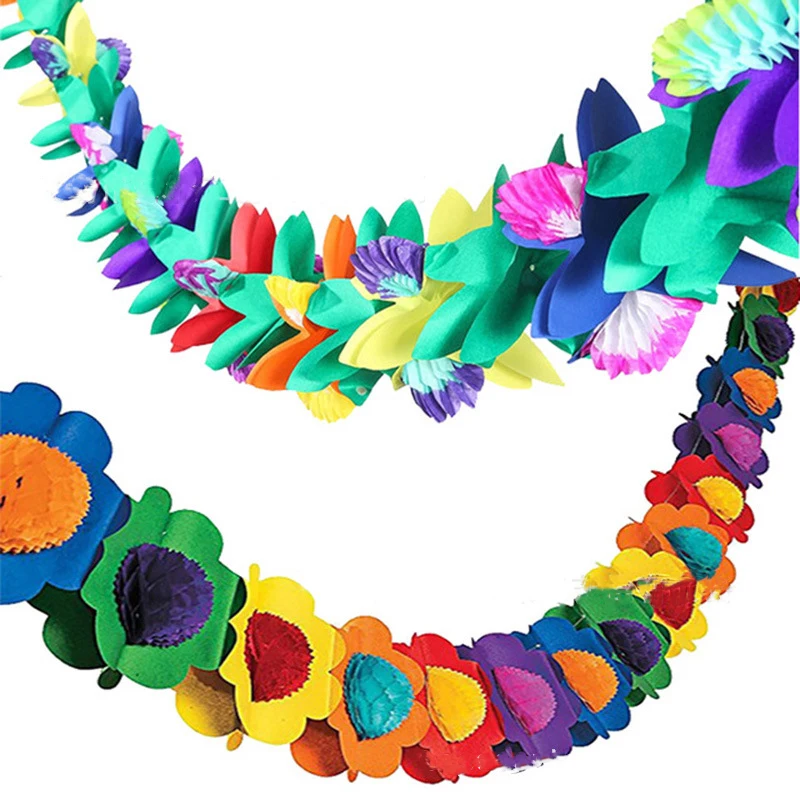 

Гавайский 3 м 3D цветок цветной бумажный баннер Гавайский День Рождения Вечеринка Лето Тропический праздник Алоха праздник парти поставки