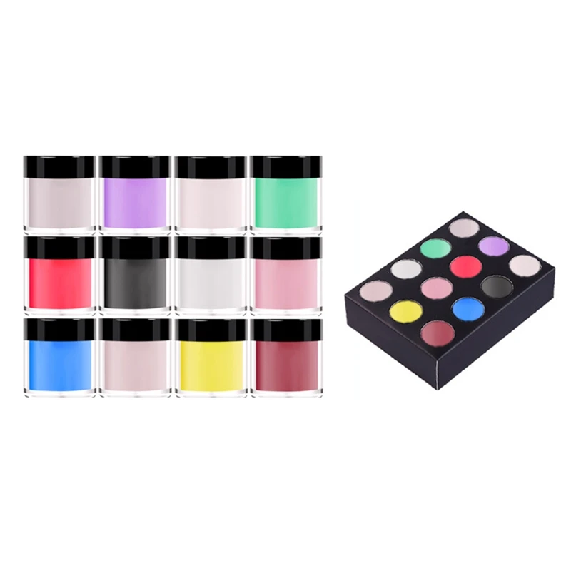 

12 Colors Acrylic Powder Set for Nail Art 3D DIY Tips Decoration Nail Powder Carved Powder Decoration