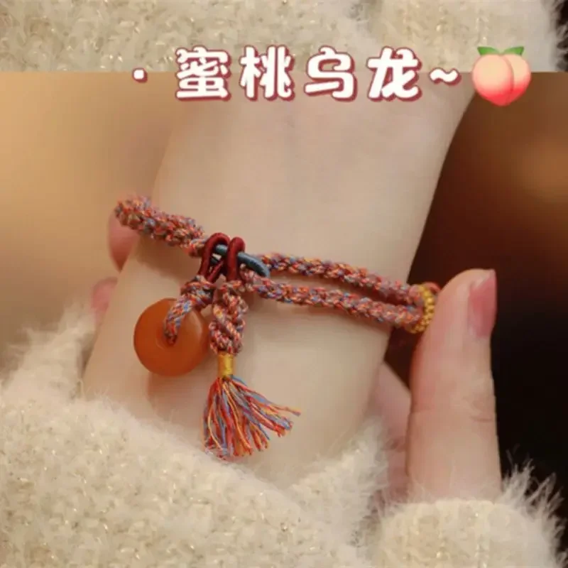 Цветная веревка Персик Улун кисточка Ручная Веревка Ретро Китайский этнический