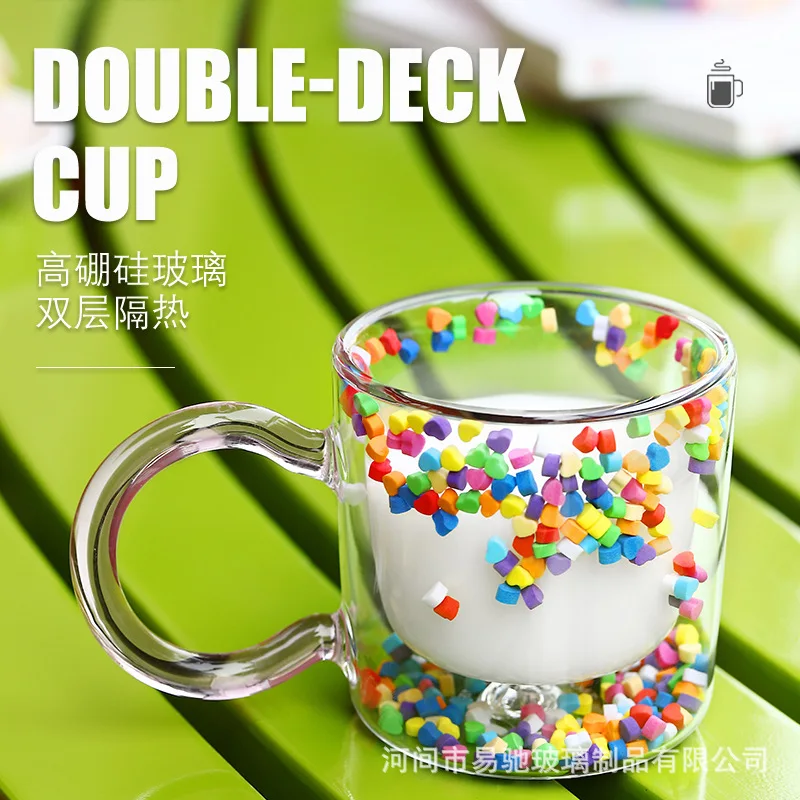 

Ins net red quicksand cup cute girl mug love flow double cup creative gift mug