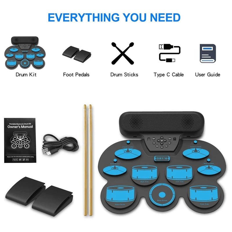 Набор электронных барабанов для детей электрический барабанный комплект 9