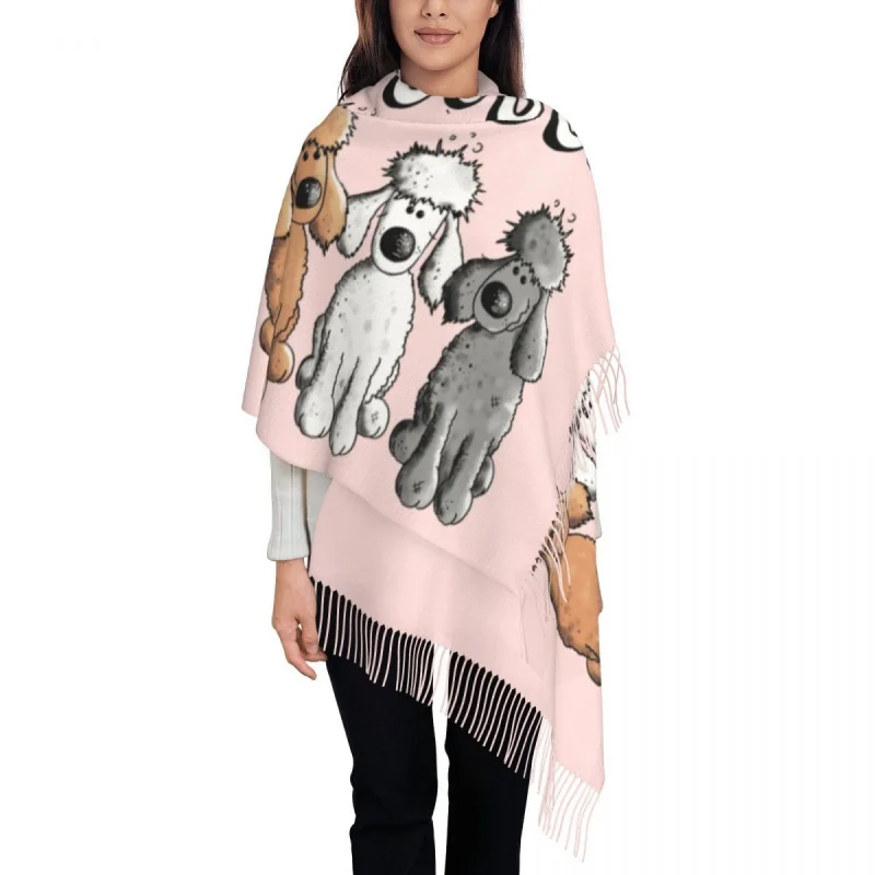 

Customized Print Woof Poodles Scarf Men Women Winter Fall Warm Scarves Cartoon Poodle Dog Shawls Wraps