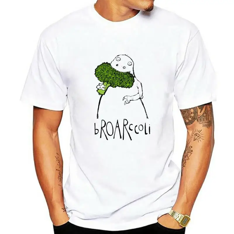 

2018 Men T Shirt bROARccoli T-shirt Broccoli Tshirt Slim Fit Tees Funny Cartoon Clothes Cotton White Summer/Autumn Drop Shipping