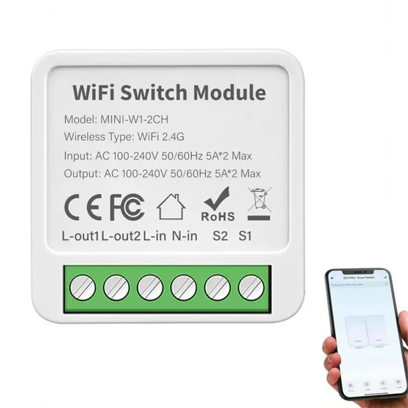 

Модуль умного переключателя Tuya WiFi Mini 1/2/3/4 Gang, двустороннее управление, реле, связь памяти через Alexa Google Home Smart Life