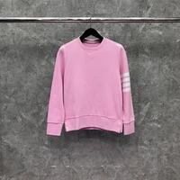 tb thom mens sweatshirt autunm winter hoodies clothing fashin brand pink classic cotton loopback 4 bar yarn dyed crewneck coats