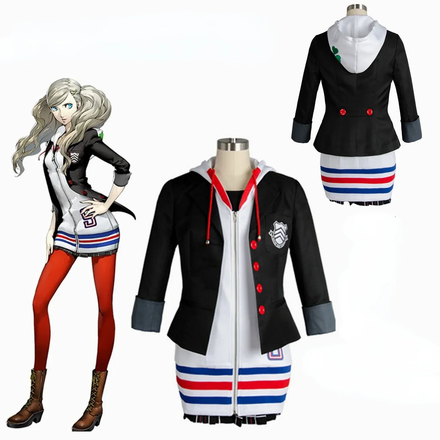 Фото Костюм для косплея Persona 5 Anne Takamaki, куртка для вечеринки на Хэллоуин, пальто, платье, юбка, женская одежда для девочек №1