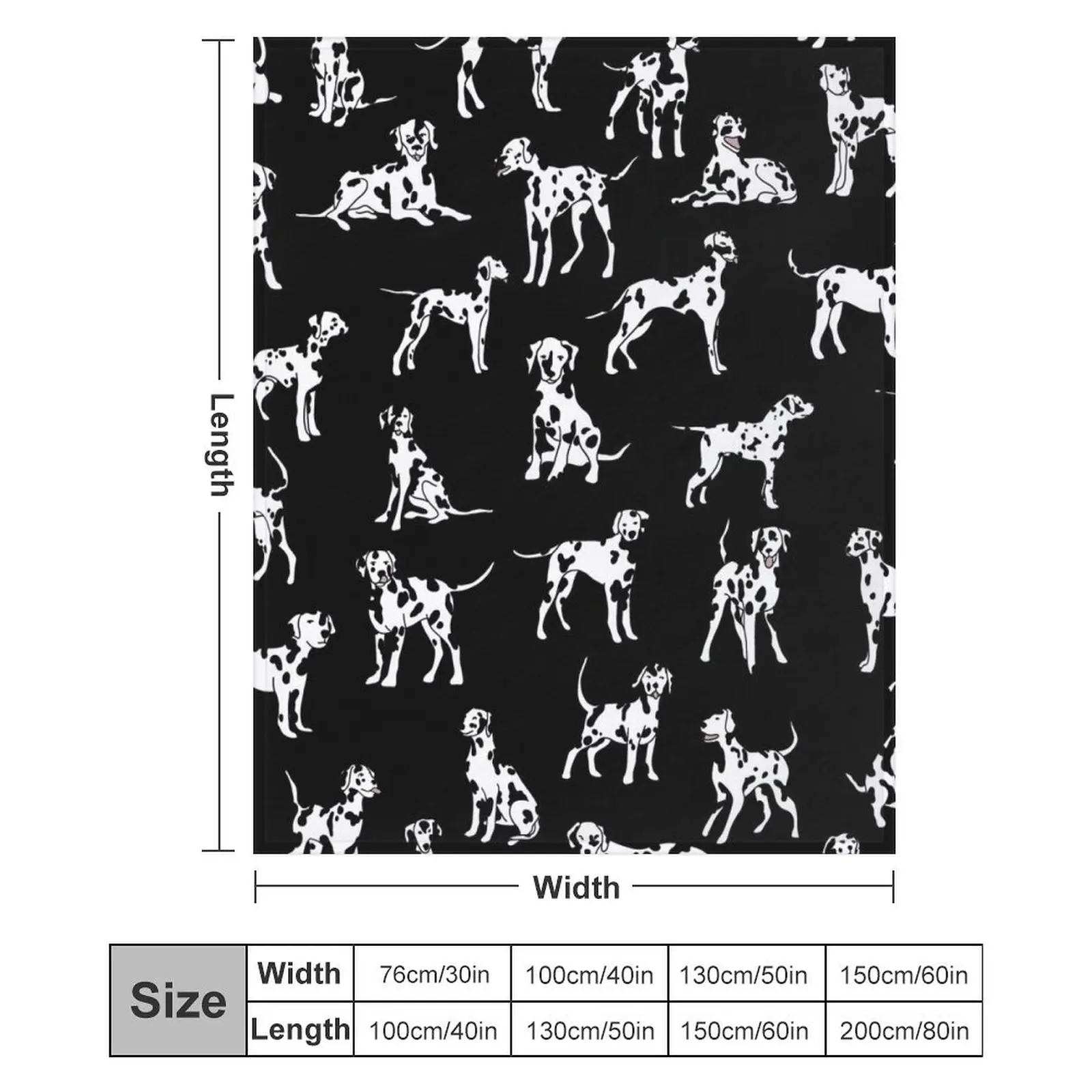 Далматинцы на черном! Одеяло Мягкие клетчатые декоративные кровати Гигантские