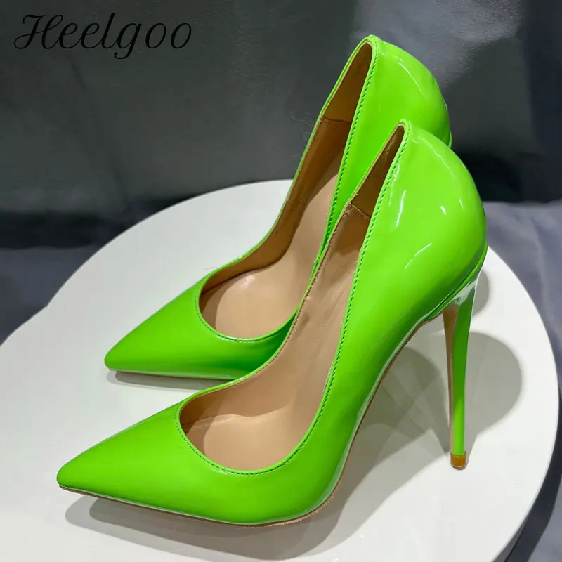 

Heelgoo Green Patent Woman Sexy Pointy Toe High Heel Shoes Slip On Elegant Chic Stiletto Pumps for Party Customize 12/10/8cm