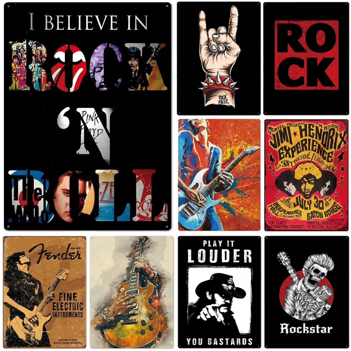 Rock-N-Roll Металлическая Табличка Винтажное Художественное Украшение Стены