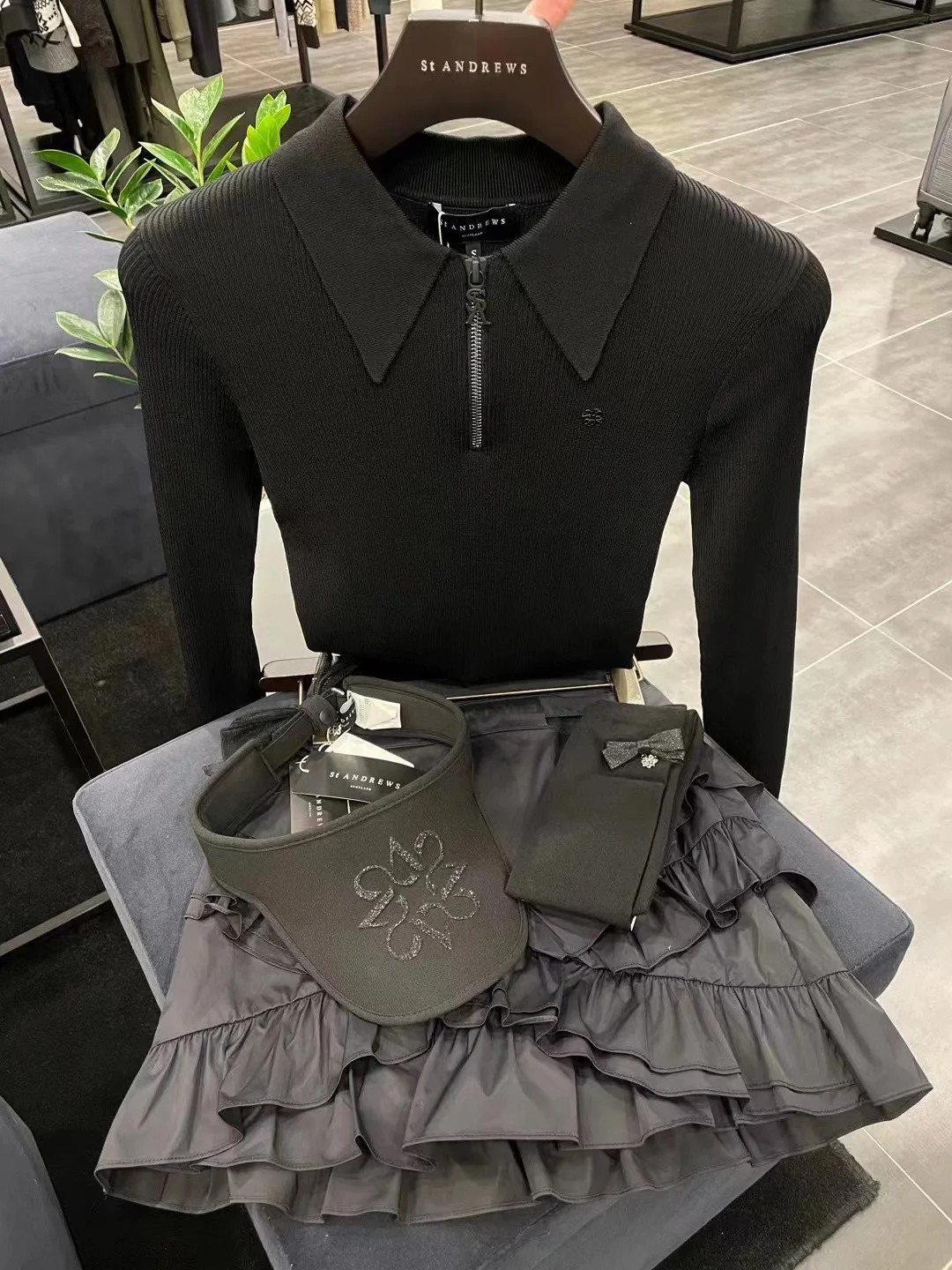 new spring ST golf skirt for women ribbon double slit skirt with short pants inside golf tennis sports casual skirt golf bottom