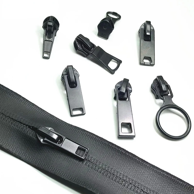 

10pcs Reversed 5# Zipper Puller Slider Nylon Zippers Waterproof Invisible Black Zip Head For Clothes Bag Sewing Accessories