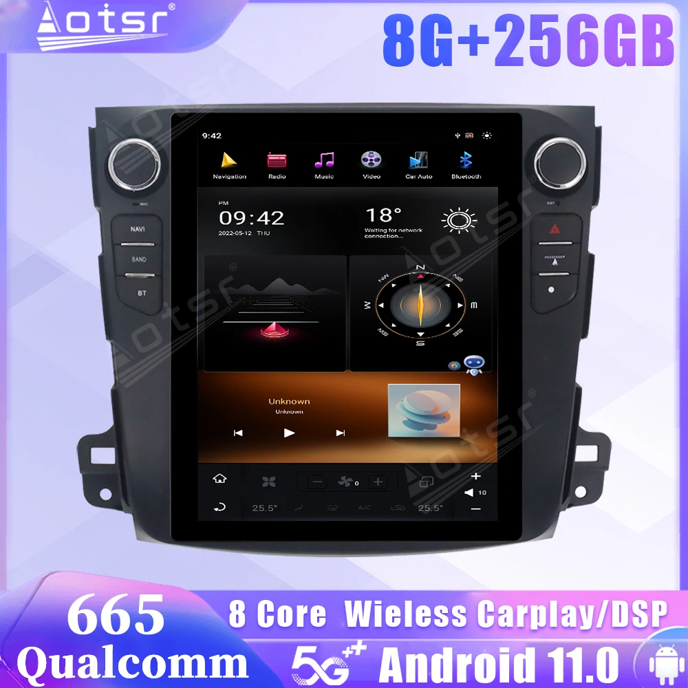 

Автомагнитола Qualcomm Snapdragon 665 Android 11 для Mitsubishi Outlander 2006 2007 2008 2009 2010 2011 2012 5G GPS стерео головное устройство