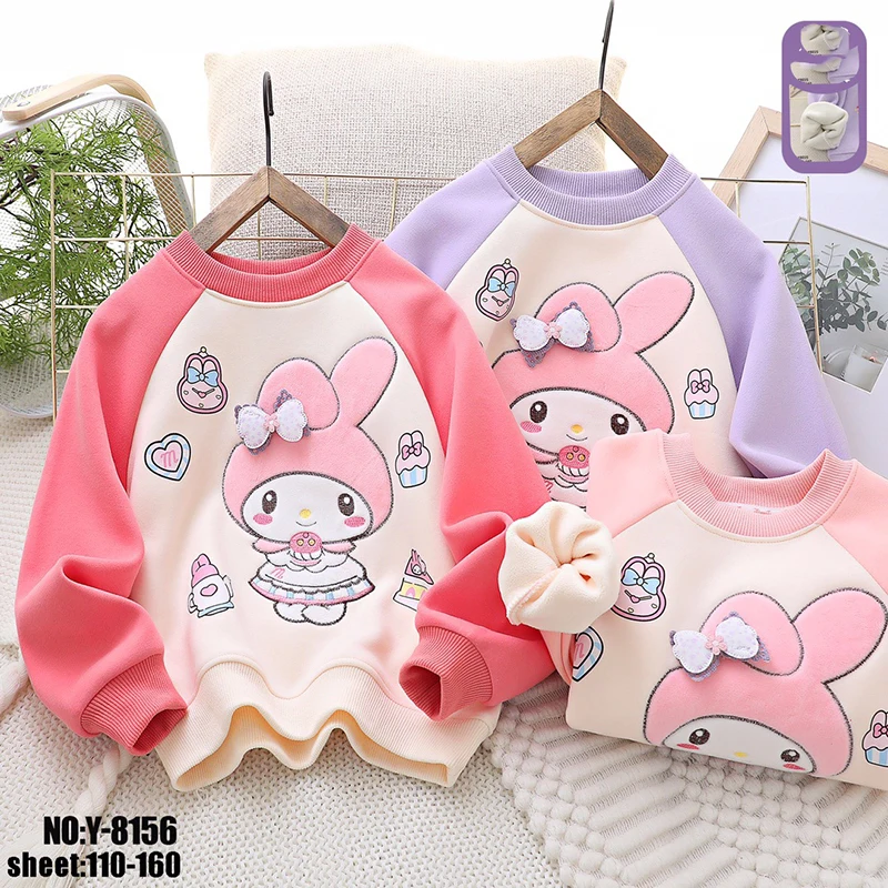 

Детская флисовая толстовка Sanrio My Melody Kawaii с аниме на осень и зиму, милая мультяшная теплая блузка с длинным рукавом, милые подарки для девочек