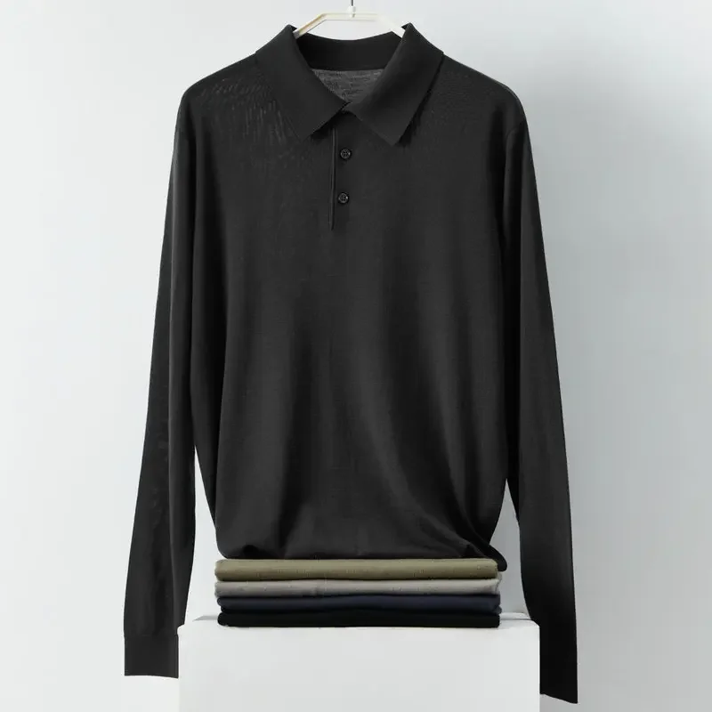 Мужская модель 100% свитер из чистой шерсти с воротником-оборотом для осени и зимы