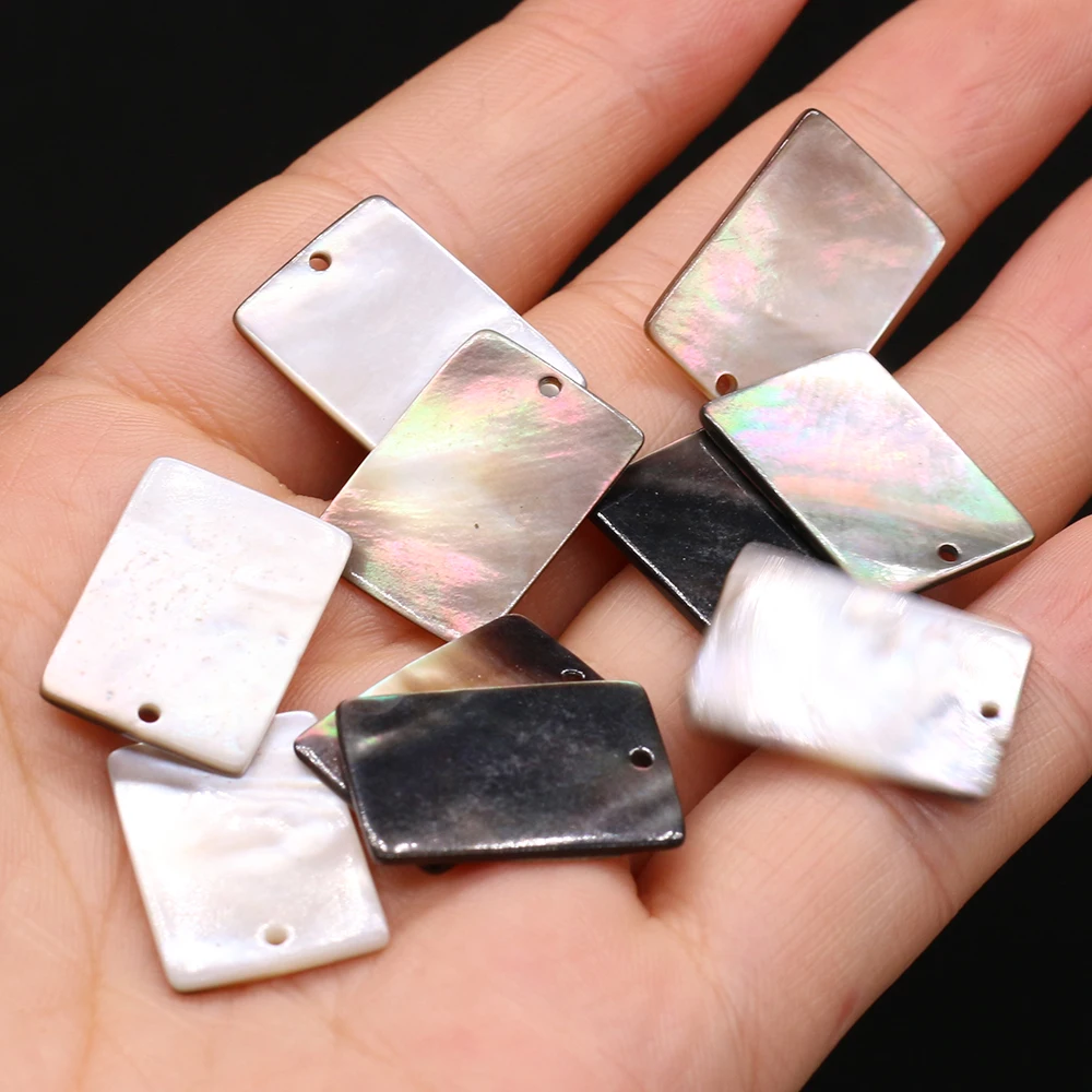 

10 PCS Natural Freshwater Black Shell Beads Pendant Rctangle for DIY Jewelry Making Necklace Earrings Accessories Gift
