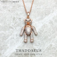 necklace rose gold teddy bear summer brand new cute fine jewelry europe 925 sterling silver gift for women