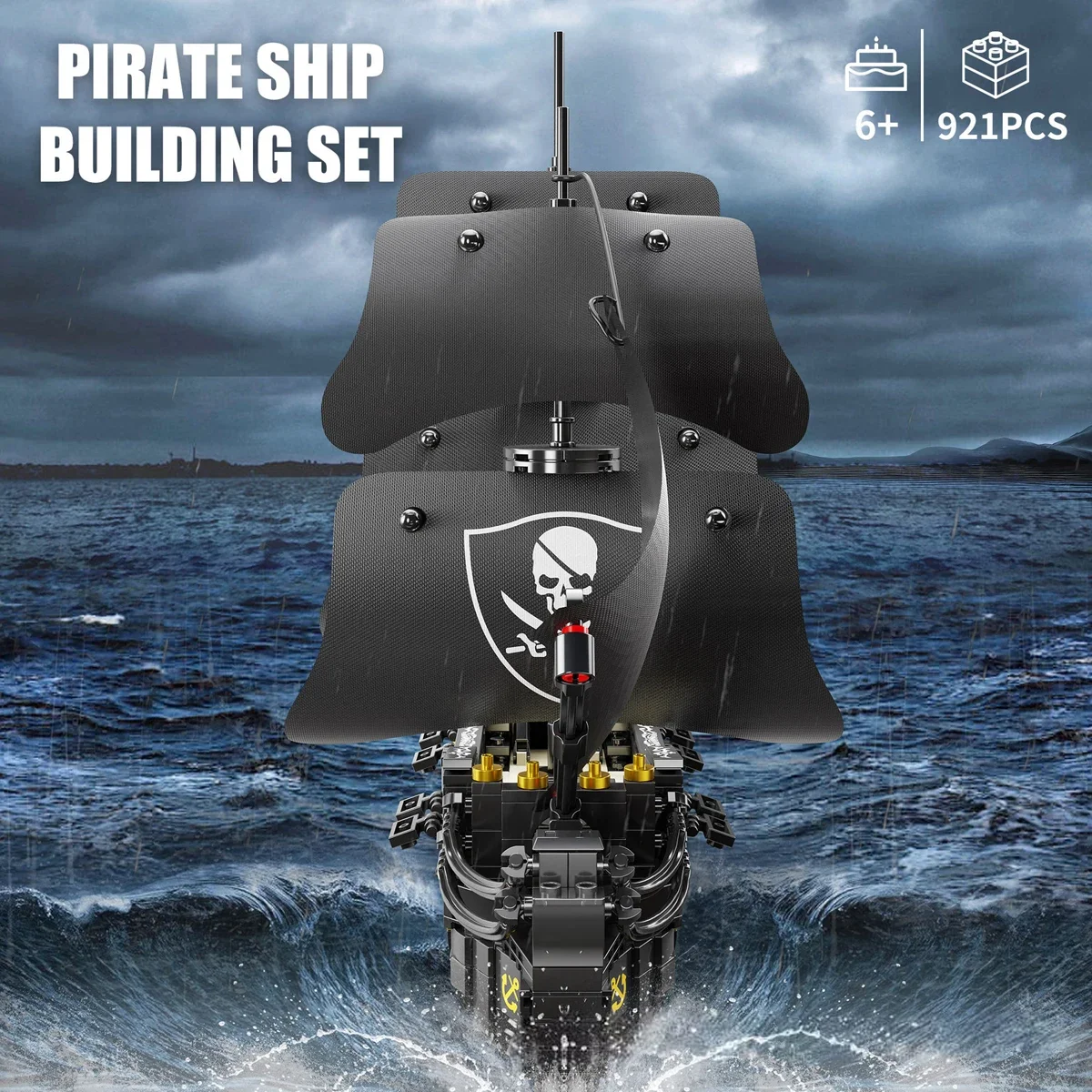 Фото 921 шт. серия Ideas Big Black Pearl Пиратский корабль Строительные блоки Пираты Королевская боевая лодка Модель Кирпичи Игрушки для детей Подарок MOC №2