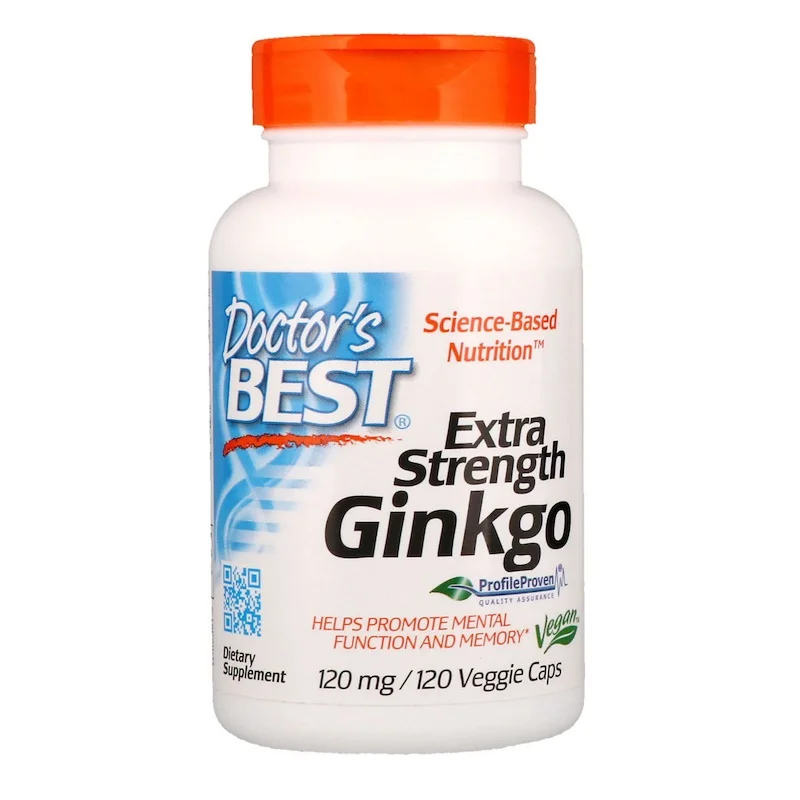 

Doctor's Best Extra Strength Ginkgo 120 mg 120 Veggie Caps Promotes Mental Function and Memory FREE SHIPPING