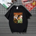 Футболка мужская с принтом, хлопковая модная уличная одежда в стиле хип-хоп, Трэвис Скотт, топ, лето