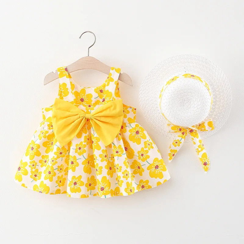 Summer baby girl dress girl sleeveless butterfly dress girl cotton print dress girl dress