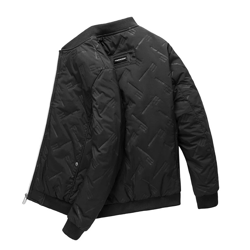 Men's Simple Baseball Uniforms Autumn and Winter Large Size Solid Color Thermal Jacket Youth All-match Cotton Outerwear