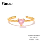 Женское Открытое кольцо из серебра 925 пробы, с розовым камнем