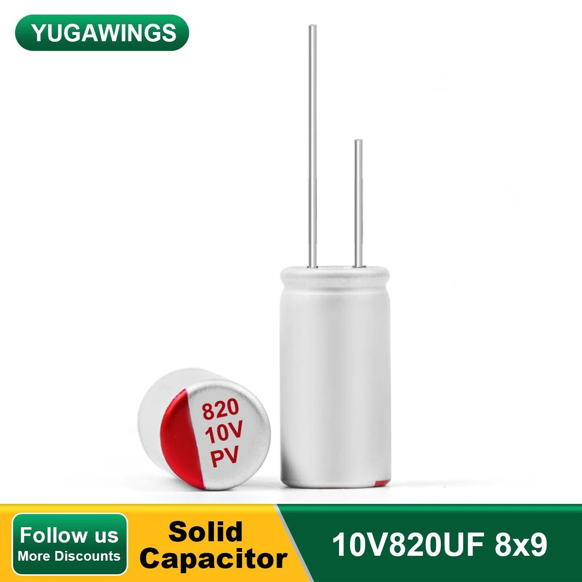 

20Pcs Solid Capacitor Motherboard Low ESR 10V820UF 8x9mm Graphics Card CPU Fixed Capacitor 105℃/2000Hours Power Bank