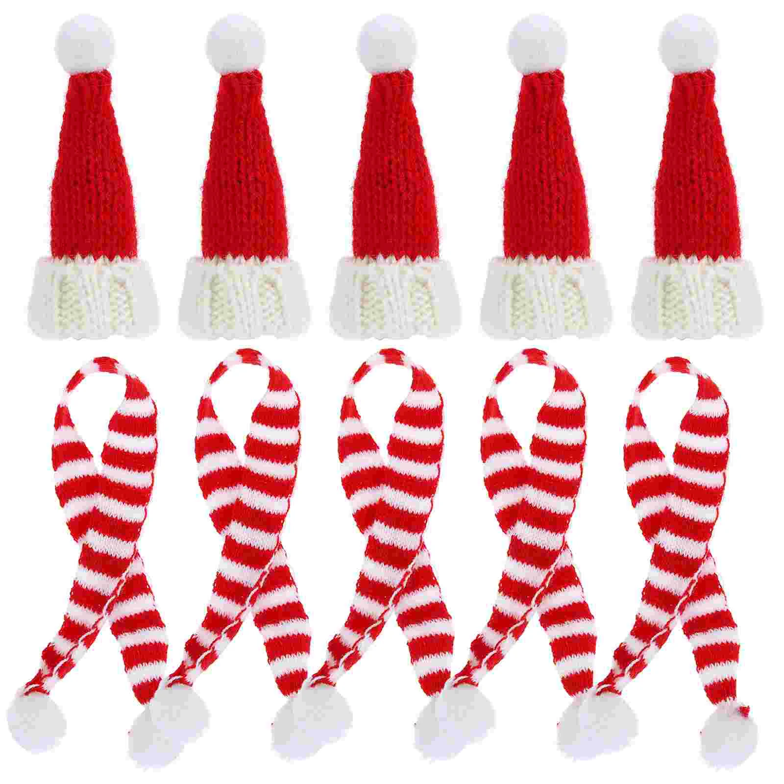 

10 Pcs Knitted Hat Christmas DIY Craft Supplies Santa Mini Hats Miniatures Crafts Party Decoration
