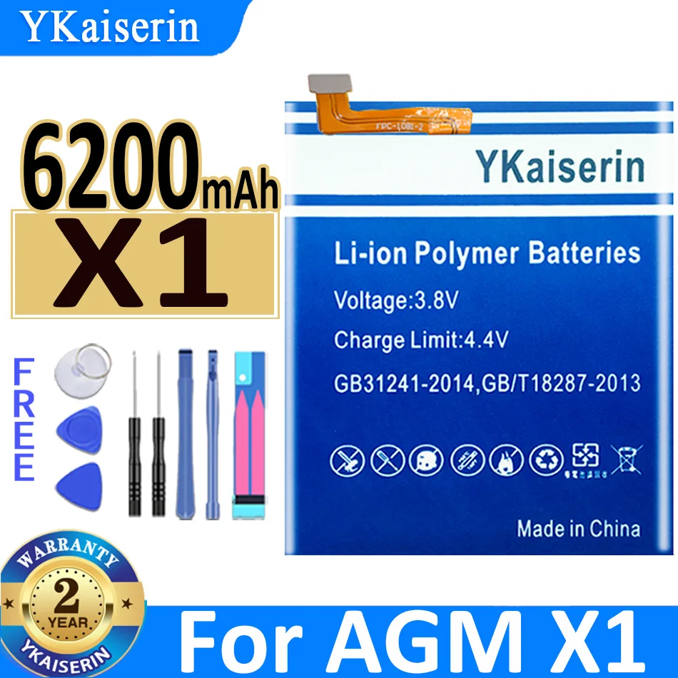 

Original YKaiserin Battery High Quality 6200MAh for AGM X1 Cell Phone Bateria + Tools