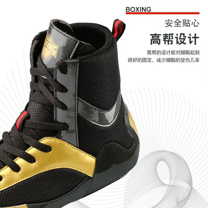 New Professional Boxing Shoes Youth Mesh Breathable Wrestling Shoes for Men and Women Plus Size 35-46lightweight Boxing Sneakers