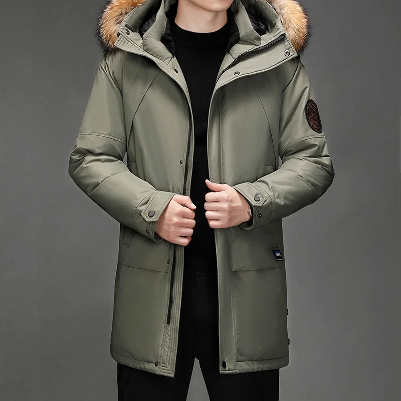 Down Jacket For Men In Winter, Medium Long, Thick, Warm, White Duck  Cold Proof Clothing For The Middle-Aged And Elderly, Elderl