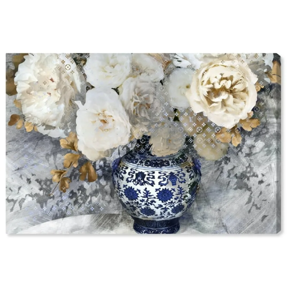 

Home Decorations Canvas Decorative Bouquet Floral and Botanical Florals Wall Art Canvas Print Blue Cream White 30x20 Room Decor
