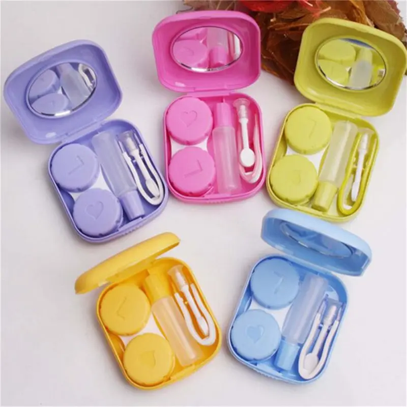 

Women Portable Cute Solid Color Contact Lenses Box Lens Case for Eyes Care Kit Glasses Case Holder Container Gift