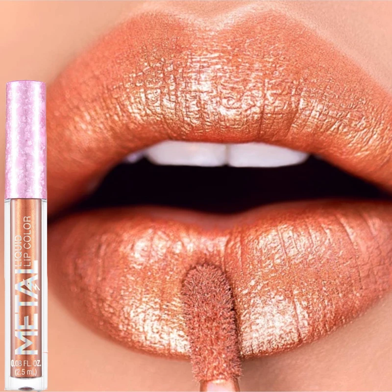 

1Pcs Glitter Shimmer Lipstick Long Lasting Waterproof Color Lip Gloss Beauty Cosmetic Metallic Luster Liquid Lipsticks Makeup