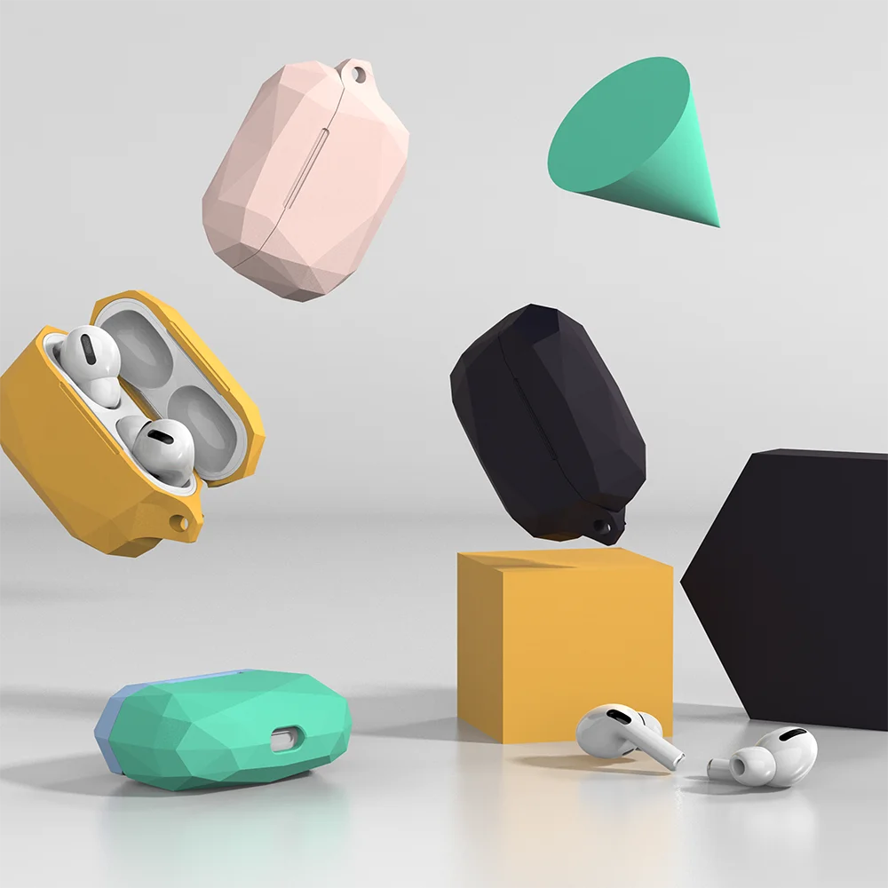 

Polyhedron Silicone Case For Airpods Pro Case Wireless Bluetooth for apple airpods pro Case Earphone Case For AirPods 3 Fundas