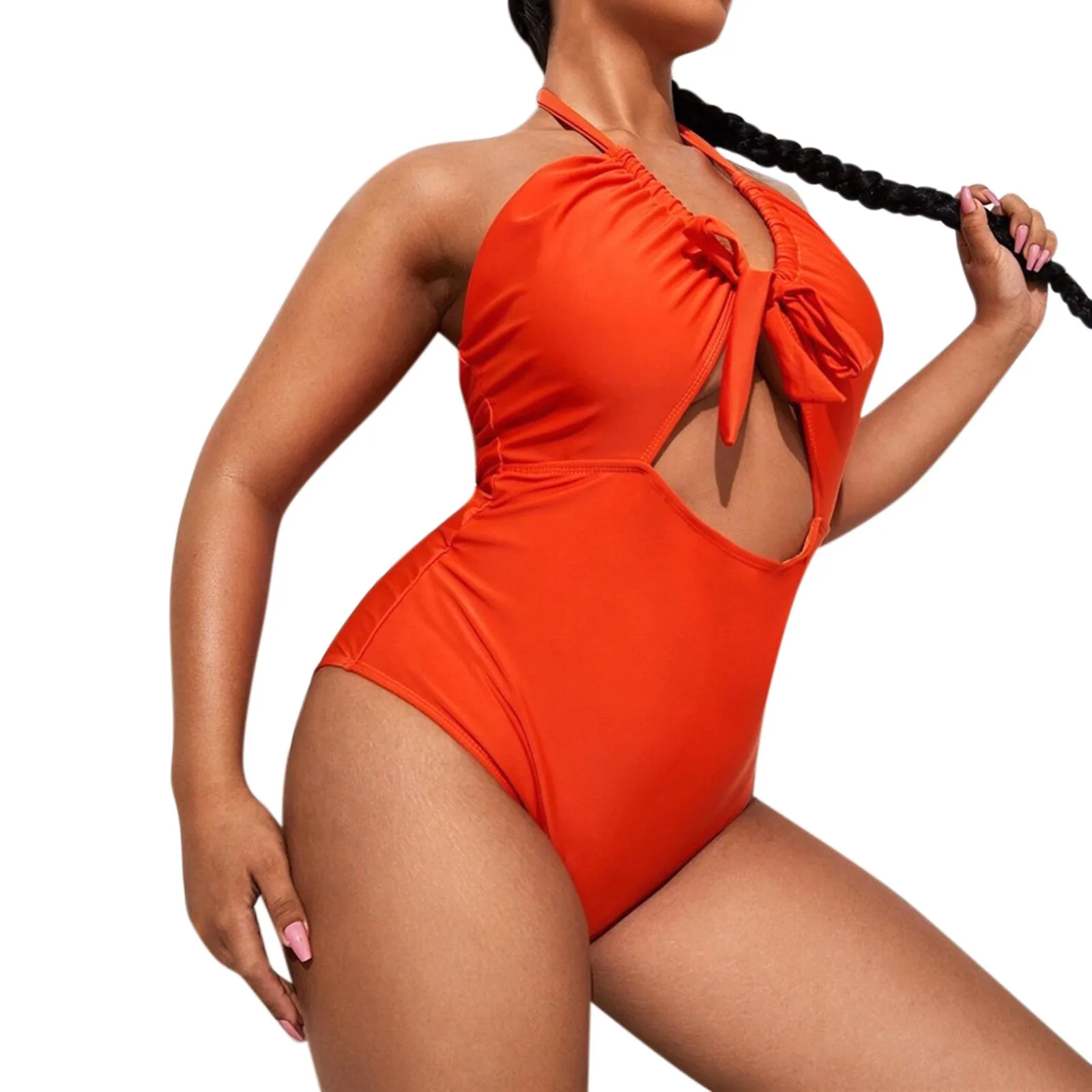 

Swimsuit Neck One-Piece Solid Suit Swimmwear Sexy Bathing V Size Women's Swimming Suit for Girls 10-12 Cute