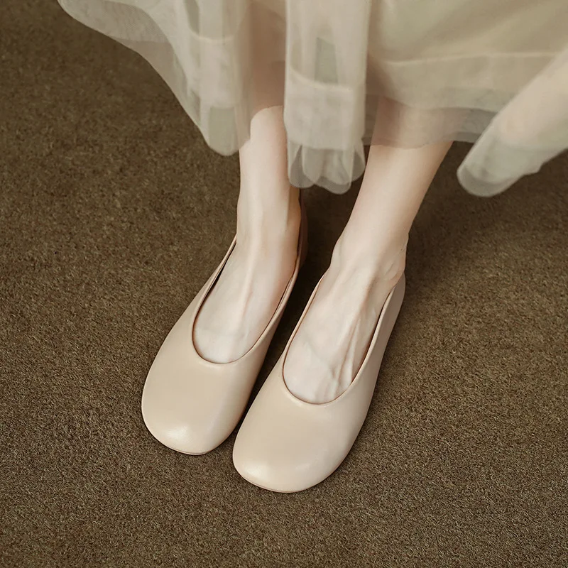 

Giant Soft Shoes Real Soft PU Leather Flat Ballet Shoes Women's All-match Comfortable Grandma Shoes Round Toe Mary Jane Shoes