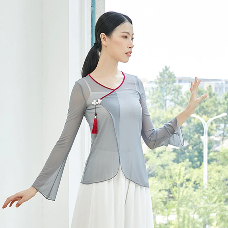 Топ для классических танцев Женский костюм с разрезом необычный подол