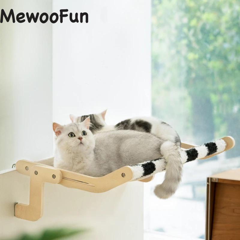 Mewoofun Cat Window Perch Plus Fits for 2 Cats Easy Assembly Multiple Scenes High Quality Fabric Wide Large Hanging Bed