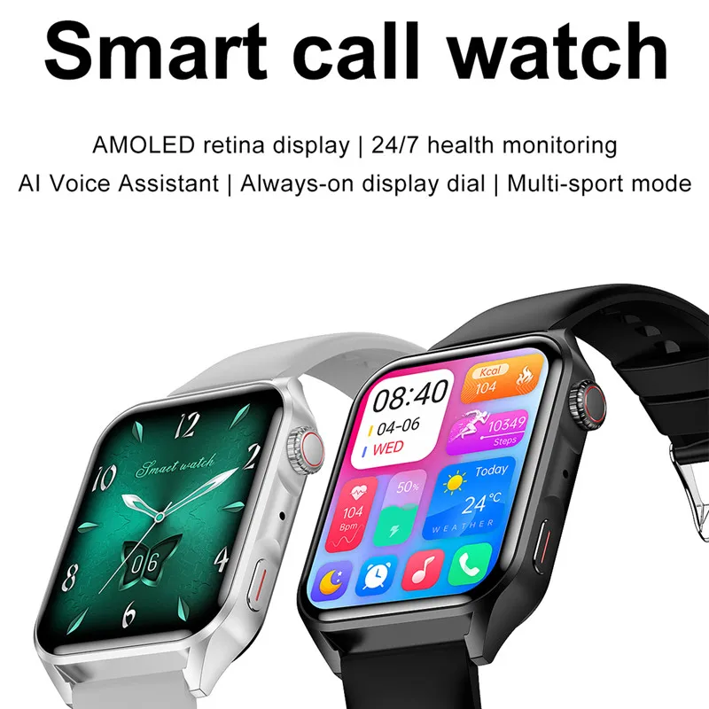 HK28 Smart Watch 1.78inch Amoled Men Women Smartwatch AI Voice Assistant Heart Rate Health Monitor Sports Wristwatch