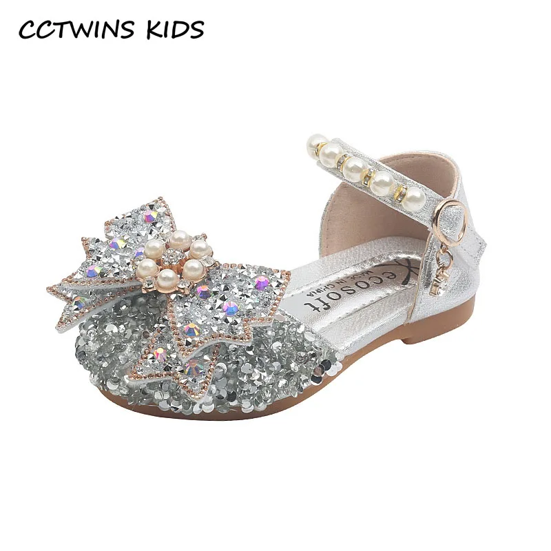 

Туфли Детские демисезонные на плоской подошве, с жемчугом и бантом, 21-36