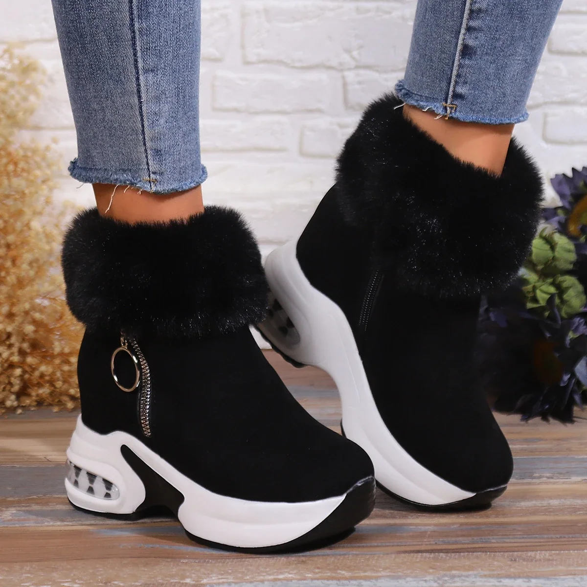 

Winter Women Warm Sneakers Platform Snow Boot Woman Boot Female Causal Shoes Ankle Boots for Women Lace-up Ladies Platform Boots
