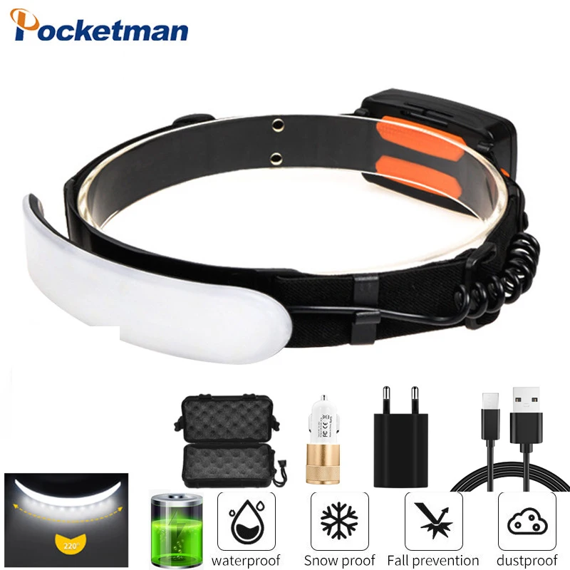 

Multifunctional COB LED Headlamp USB Rechargeable Headlight Waterproof Head Light with 7500mAh Large Battery Capacity Head Torch