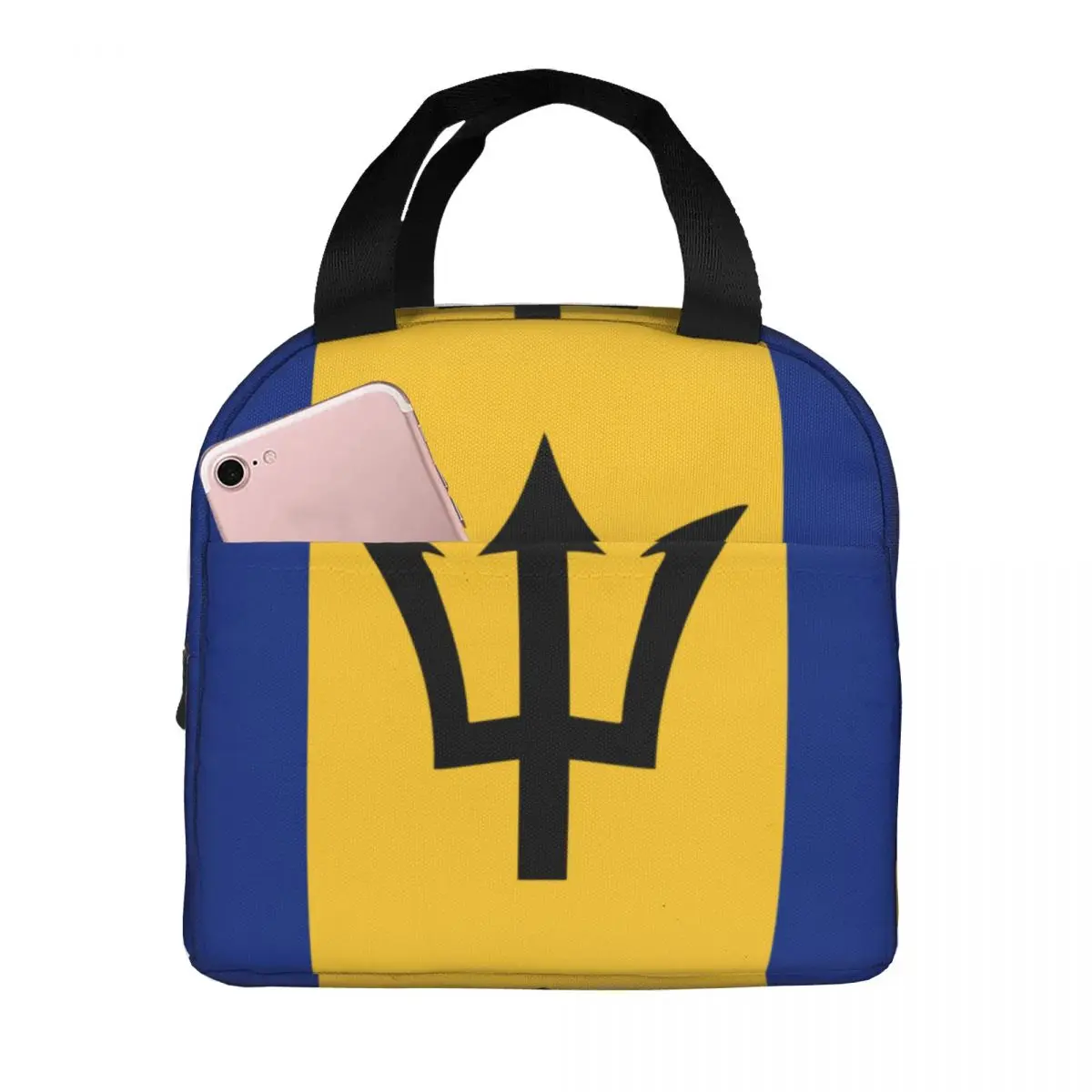 

Barbados Flag Lunch Food Box Bag Insulated Thermal Food Picnic Lunch Bag for Women kids Men Cooler Tote Bag