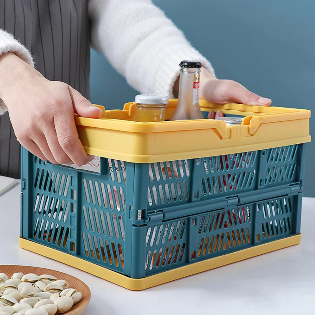 

Hand Carry Storage Case Sundries Basket Snack Organizer Collapsible Bins Plastic